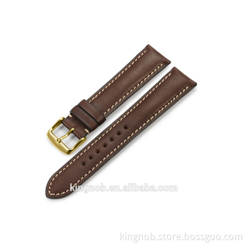 18 19 20 21 22 mm Stainless Steel Gold Pin Buckle Calf Leather Watch Band Strap